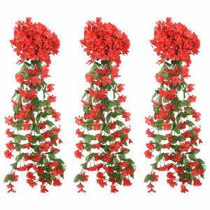 vidaXL Grinaldas de flores 3 pcs 85 cm vermelho