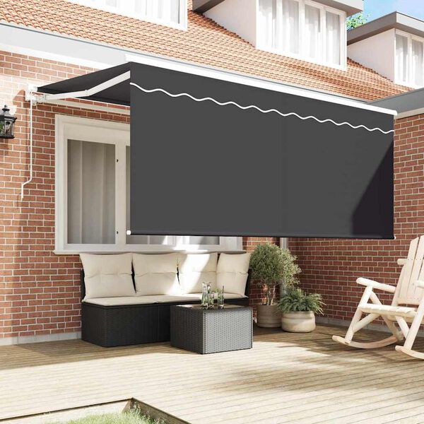 vidaXL Toldo Retr&aacute;til Riscas Manual Antracite 300 x 200 cm tecido