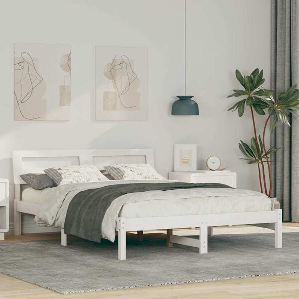 vidaXL Estrutura da Cama com cabeceira Branco 120 x 200 cm