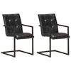 vidaXL Cadeiras de jantar cantilever 2 pcs couro genu&iacute;no preto
