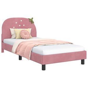vidaXL Estrutura de Cama Infantil com Cabeceira Rosa 90 x 190 cm