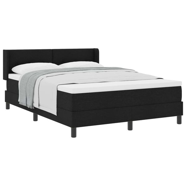 vidaXL Cama Box com colch&atilde;o com cabeceira Preto 200 x 140 cm Poli&eacute;ster