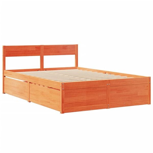 vidaXL Cama sem colch&atilde;o 120x200 cm madeira pinho maci&ccedil;a castanho-mel