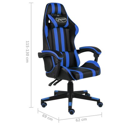 vidaXL Cadeira estilo corrida couro artificial preto e azul