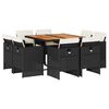vidaXL 9 pcs conjunto de jantar p/ jardim c/ almofad&otilde;es vime PE preto