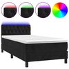 vidaXL Cama box spring c/ colch&atilde;o/LED 90x200 cm veludo preto