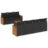 vidaXL 8 pcs conjunto sof&aacute;s de jardim com almofad&otilde;es vime PE preto