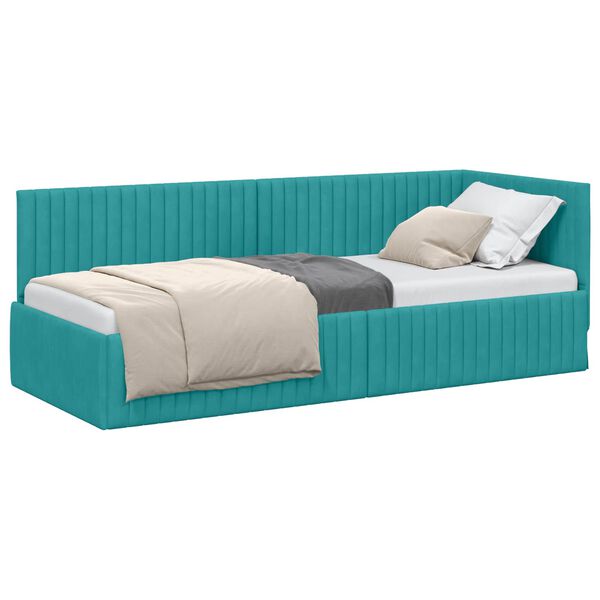 vidaXL Estrutura de Cama de Canto Turquesa 80 cm x 200 cm Veludo