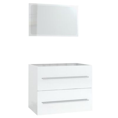 vidaXL 3 pcs conjunto de móveis de casa de banho branco brilhante