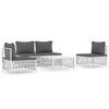 vidaXL 5 pcs conjunto lounge de jardim com almofad&otilde;es a&ccedil;o branco