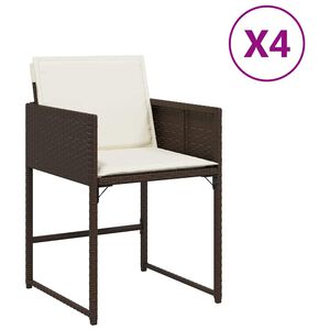 vidaXL Cadeiras de jardim com almofad&otilde;es 4 pcs vime PE castanho