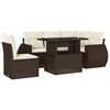 vidaXL 6 pcs conjunto de sof&aacute;s jardim c/ almofad&otilde;es vime PE castanho
