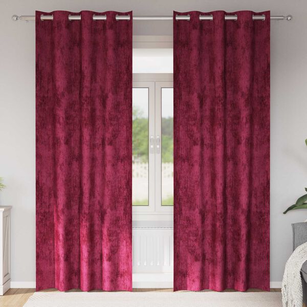 vidaXL Cortinas de Veludo 2 pcs vermelho tinto 245 x 140 cm Veludo
