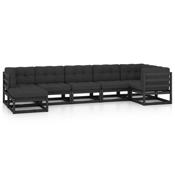 vidaXL 7 pcs conjunto lounge de jardim c/ almofad&otilde;es pinho maci&ccedil;o