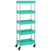vidaXL Carrinho cozinha 5 prateleiras ferro/ABS 42x29x128 cm turquesa
