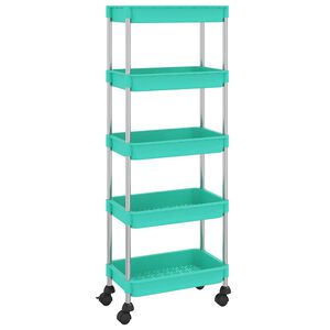 vidaXL Carrinho cozinha 5 prateleiras ferro/ABS 42x29x128 cm turquesa
