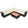 vidaXL 5 pcs conjunto lounge de jardim c/ almofadões vime PE preto