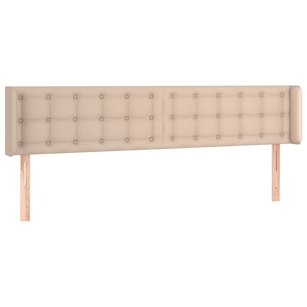 vidaXL Cabeceira cama abas couro artificial 183x16x78/88 cm cappuccino