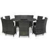 vidaXL 7 pcs conjunto jantar exterior com almofad&otilde;es vime PE cinzento