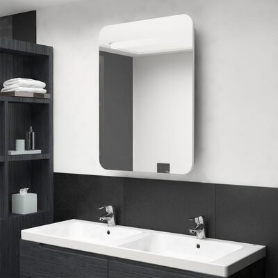 vidaXL Armário espelhado casa de banho LED 60x11x80 cm branco/carvalho