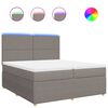 vidaXL Cama com molas/colch&atilde;o 200x200 cm tecido castanho-acinzentado