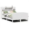 vidaXL Cama com estante sem colch&atilde;o 140x200 cm pinho maci&ccedil;o branco