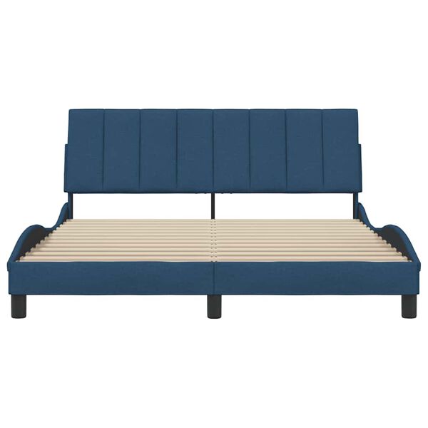 vidaXL Estrutura de cama sem colch&atilde;o Hanko 160x200 cm tecido azul