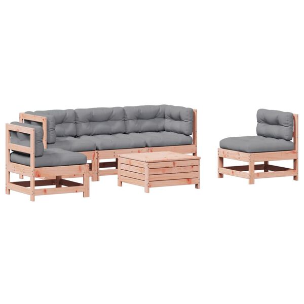 vidaXL 6 pcs conj. lounge jardim c/ almofad&otilde;es madeira douglas maci&ccedil;a
