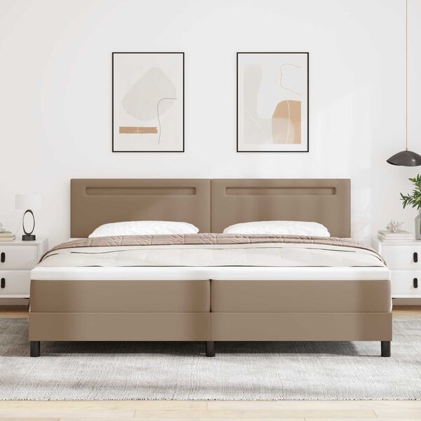 vidaXL Cama Box com colch&atilde;o Cappuccino 200 x 200 cm Couro sint&eacute;tico