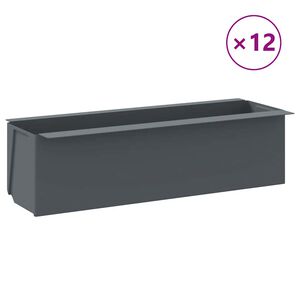vidaXL Floreiras para paletes Euro 12 pcs 36x13,5x9,5 cm PP cinzento