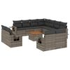 vidaXL 12 pcs conjunto de sof&aacute;s jardim c/ almofad&otilde;es vime PE cinzento