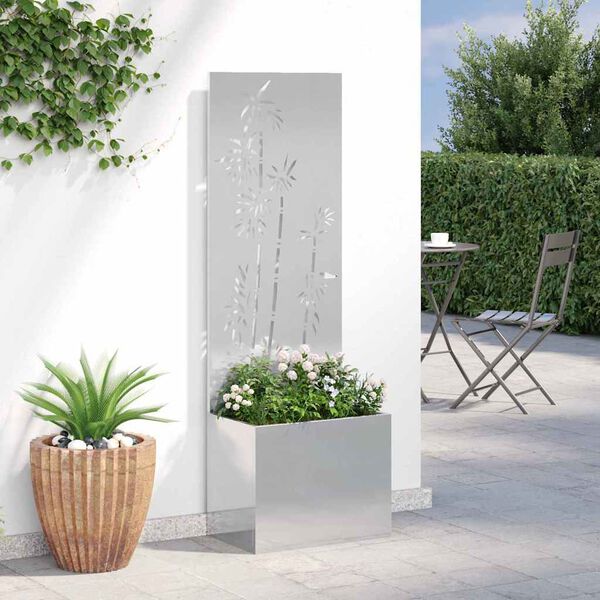 vidaXL Tela de Privacidade para Jardim Floral Prata 50 x 140 cm