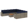 vidaXL 12 pcs conjunto sof&aacute;s p/ jardim c/ almofad&otilde;es vime PE cinzento
