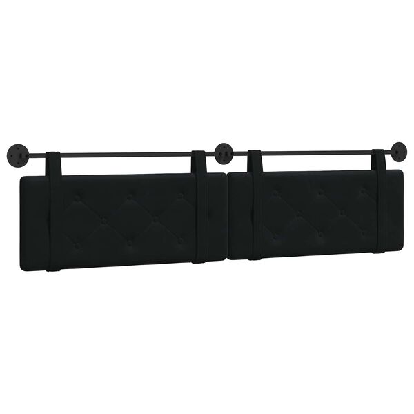 vidaXL Cabeceira Suspensa Preto 210 x 55 x 5 cm Veludo
