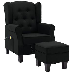 vidaXL Poltrona de massagens com apoio de p&eacute;s tecido preto