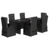 vidaXL 7 pcs conjunto de jantar p/ jardim c/ almofad&otilde;es vime PE preto