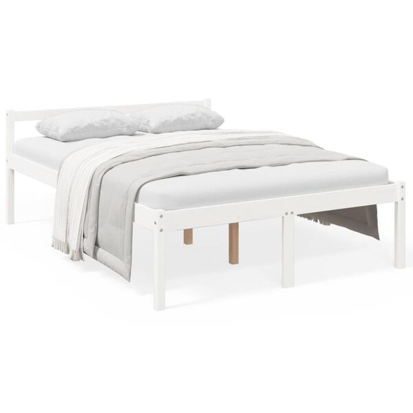 vidaXL Cama para idosos 120x200 cm pinho maci&ccedil;o branco