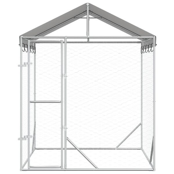 vidaXL Canil de exterior com teto 2x2x2,5m a&ccedil;o galvanizado prateado