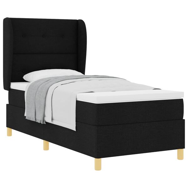vidaXL Cama Box Springs com Colch&atilde;o Cinza Escuro 90x190 cm Preto