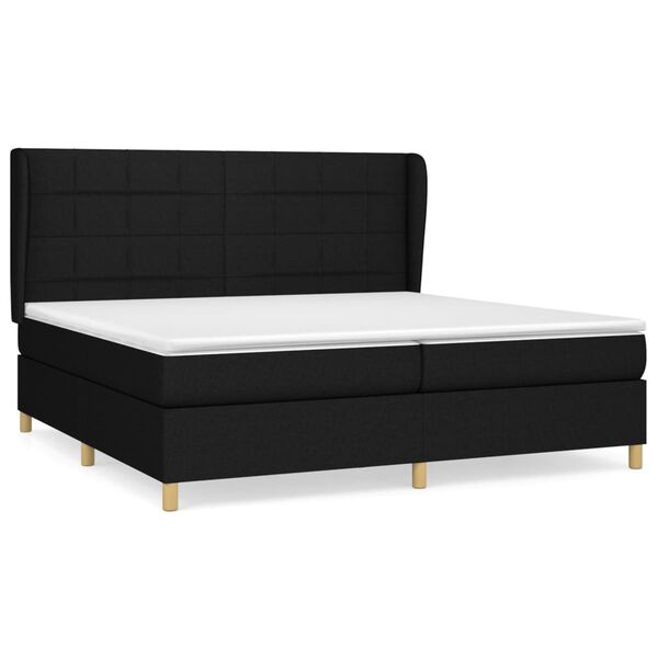 vidaXL Cama com molas/colch&atilde;o 200x200 cm tecido preto