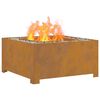 vidaXL Fire Pit Castanho 80 x 80 x 40 cm A&ccedil;o resistente &agrave;s intemp&eacute;ries