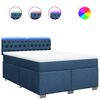 vidaXL Cama com molas/colch&atilde;o 140x200 cm tecido azul