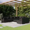 vidaXL 9 pcs conjunto lounge de jardim c/ almofad&otilde;es vime PE preto