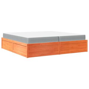 vidaXL Cama com colch&atilde;o 200x200 cm pinho maci&ccedil;o castanho-mel