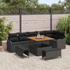 vidaXL Conjunto de Sof&aacute; de Jardim com almofada 9 pcs Preto vime PE