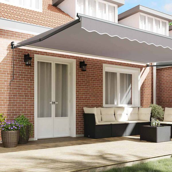 vidaXL Toldo Retr&aacute;til Cinzento-claro 500 &times; 300 cm Tecido e Metal