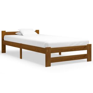 vidaXL Estrutura de cama 100x200 cm madeira pinho maci&ccedil;o castanho mel