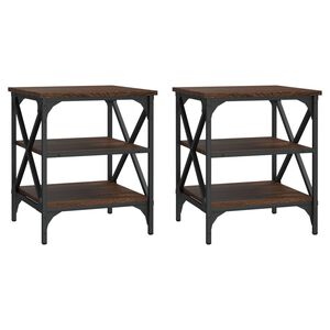 vidaXL Mesas de apoio 2 pcs derivados de madeira carvalho castanho