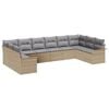 vidaXL Conjunto de Sof&aacute; de Jardim 10 unid. Bege vime PE