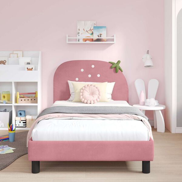vidaXL Estrutura de Cama Infantil com Cabeceira Rosa 80 x 200 cm